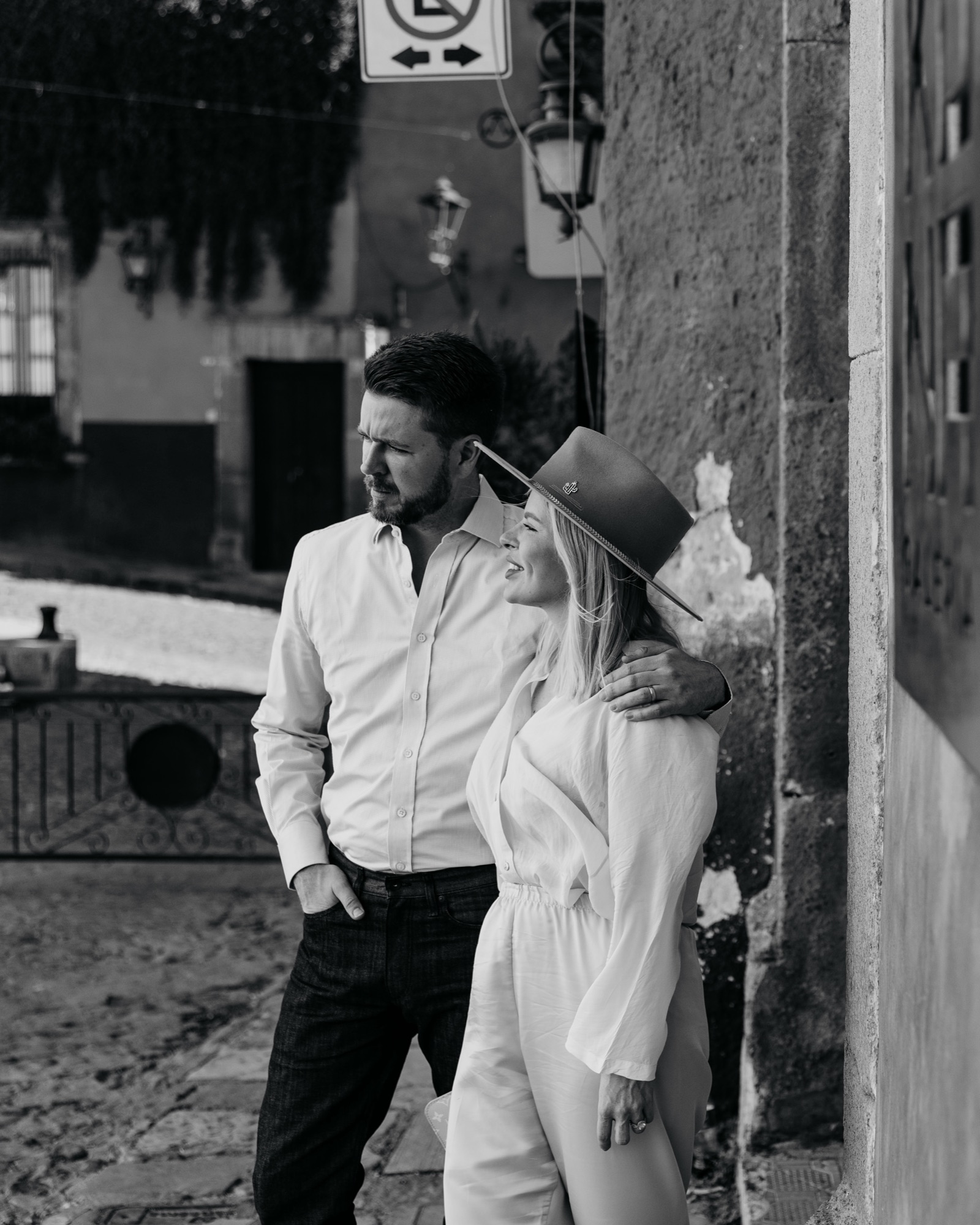 Ben and Ioana on a street corner