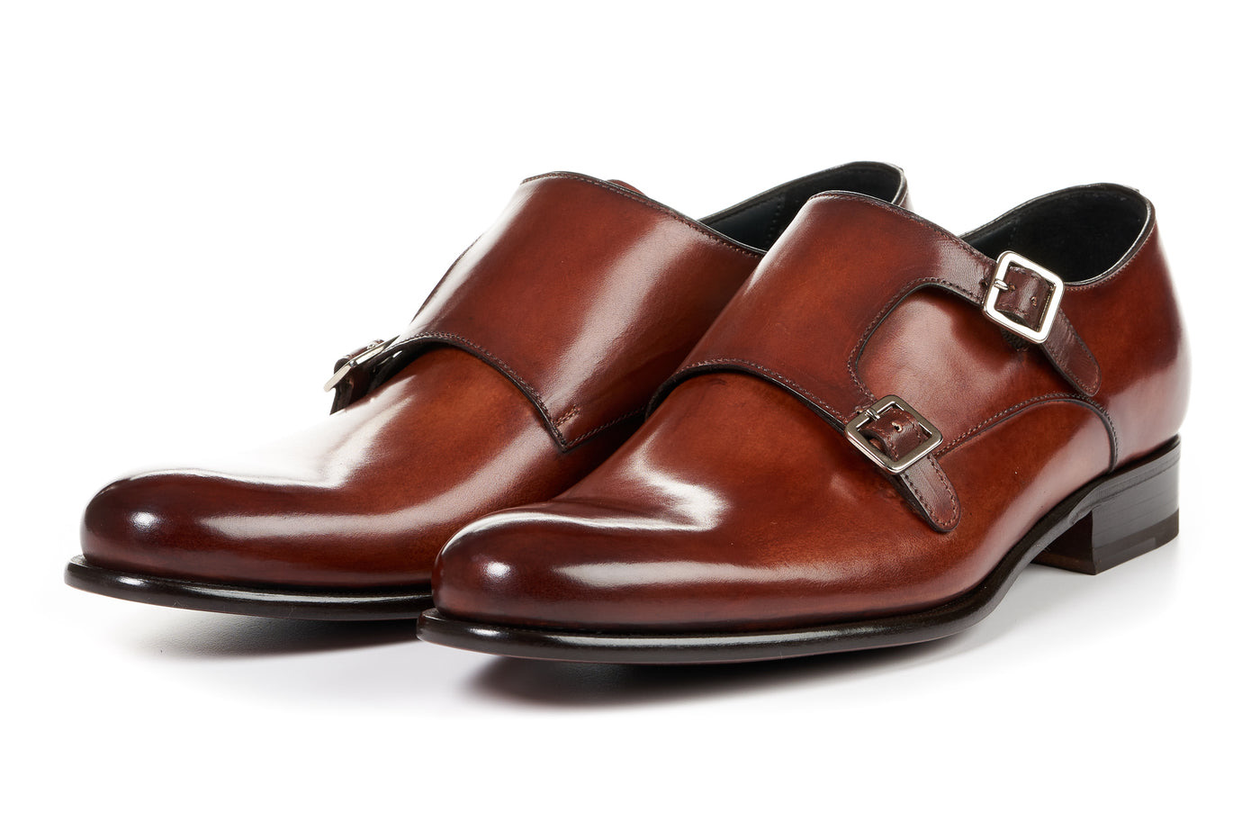 The Poitier double monk strap in Havana Brown