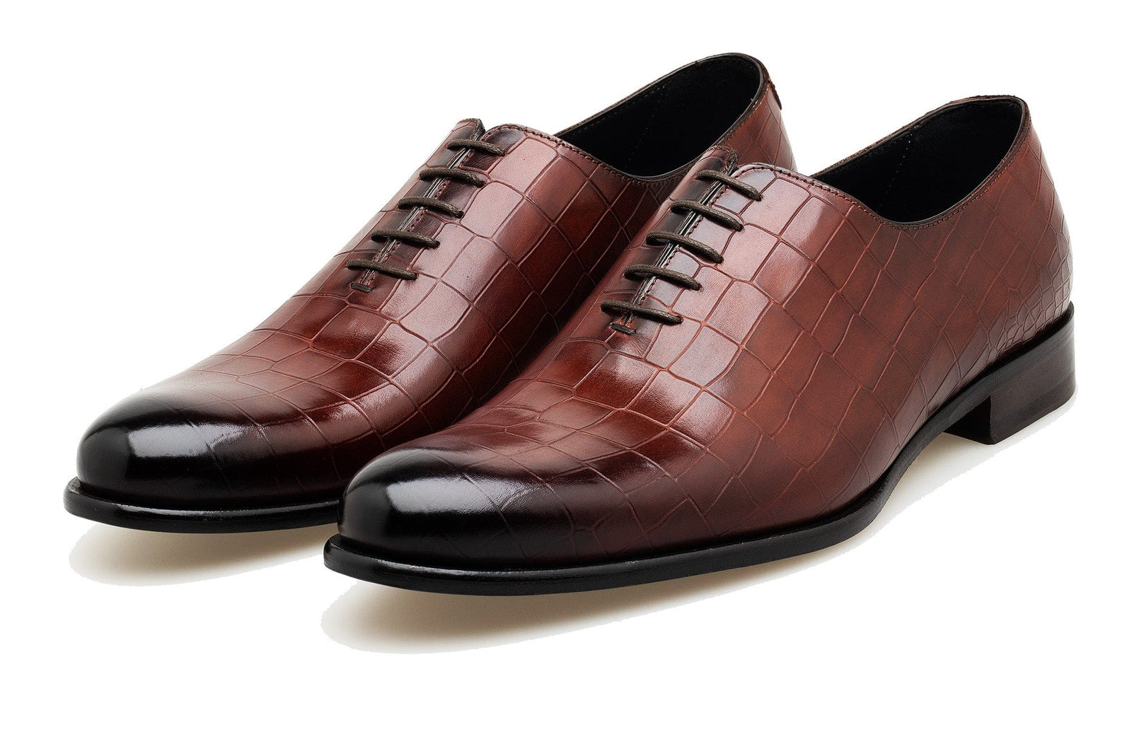 The Martin wholecut in Brandy Brunito croc-embossed leather